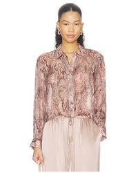 L'Agence - 'Agence Cosette Crop Hi Low Shirt - Lyst
