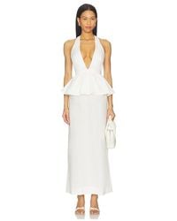 Adriana Degreas - Solid Deep-V Peplum Maxi Dress - Lyst