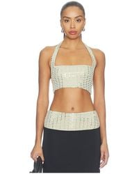 Runaway the Label - Ziva Sequin Halter Crop Top - Lyst