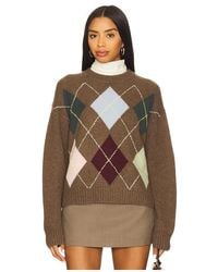 White + Warren - Cashmere Argyle Crew Sweater - Lyst