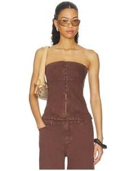 SOVERE - TOP CORSAGE EN JEAN DAKOTA en Brown - Lyst