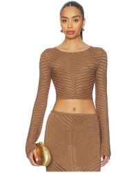Devon Windsor - Top Metálico Raya En Color Taupe Talla (También En S, Xs) - Lyst