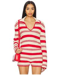 AKNVAS - Top Corto De Punto De Dos Tonos Rowan En Color Rojo Talla (También En S, Xs) - Lyst