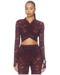 Nookie - Delphine Lace Long Sleeve Crop Top - Lyst