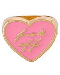 8 Other Reasons Gold Heart Ring With Resin "fuck Off" - Pink