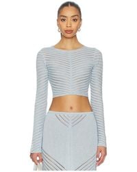 Devon Windsor - Top Metálico De Manga Larga Raya En Color Bebe Azul Talla (También En S, Xs, M) - Lyst