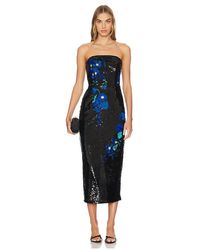 MILLY Kinsley Floral Sequin Lace Midi Dress in Metallic | Lyst