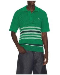 Lacoste - Runway Lacy Striped Polo Collar Sweater - Lyst