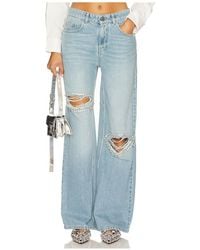 Area - Distressed Crystal Relaxed Slit Jean - Lyst