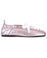 Ganni - Flach Lace Up Ballerina - Lyst