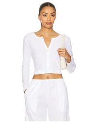 Leset - Pointelle Crop Cardigan - Lyst