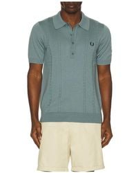 Fred Perry - POLO CABLE KNIT en Slate - Lyst