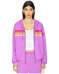 Aviator Nation - 5 Stripe Relaxed Zip Hoodie - Lyst