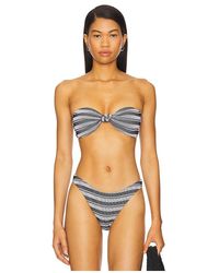 MILLY - Stripe Knot Bandeau Bikini Top - Lyst