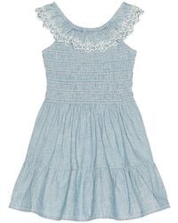 Polo Ralph Lauren - Short Sleeve Chambray Woven Ruffle Dress - Lyst