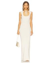 AYA MUSE - Vestido Largo Con Abertura Y Lazo En Color Blanco Talla En - Lyst