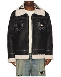 TRUE RELIGION - Sherpa Faux Leather Jacket - Lyst