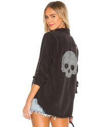 Lauren Moshi - Sloane Nailhead Skull Button Up Denim Shirt - Lyst