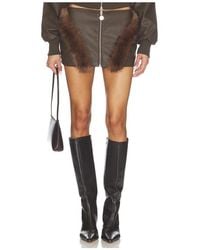 OW Collection - Bela Faux Fur Mini Skirt - Lyst