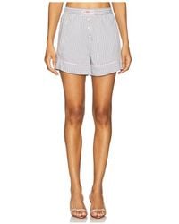 Ganni - Yarn Dyed Stripe Elasticated Shorts - Lyst