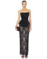 Bronx and Banco - Strapless Velvet And Lace Maxi Dress - Lyst