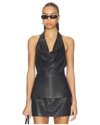 AEXAE - Leather Cowl Neck Top - Lyst