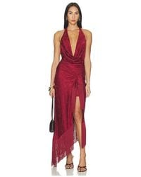 Lovers + Friends - Mona Satin Fringe Midi Dress - Lyst