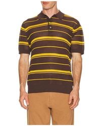 Beams Plus - Mesh Polo Stripe En Color Marrón Talla (También En S, M, Xl) - Lyst