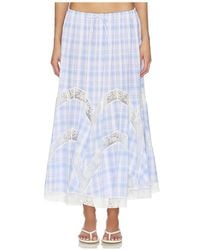 YUHAN WANG - Lace Trim Check Maxi Skirt - Lyst