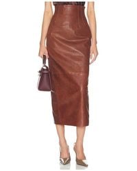 Helsa - The Svelte Leather Midi Skirt - Lyst