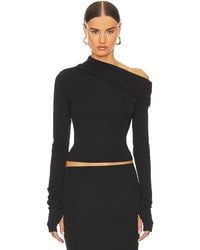 Helsa - Matte Jersey Drape Shoulder Top - Lyst