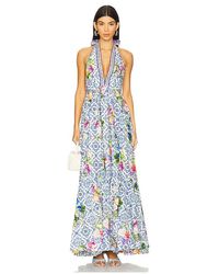 CAMILLA - Vestido Halter Con Dobladillo Con Volantes En Color Azul Talla (También En M, S, Xs) - Lyst