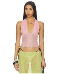 Indah - Gisela Solid Gathered Tie-Back Halter Top - Lyst