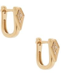 STONE AND STRAND - Pave Knife Edge Kite Huggie Earrings - Lyst