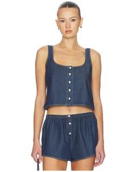 GOOD AMERICAN - Denim Button Front Tank Top - Lyst