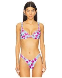 For Love & Lemons - Floral Stems Ruffle Underwire Bikini Top - Lyst