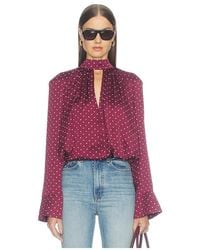 ROTATE BIRGER CHRISTENSEN - Dot Satin Bow Shirt - Lyst