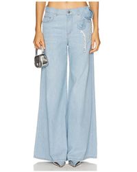 Area - Crystal Rosette Wide Leg Jeans - Lyst