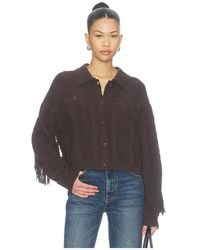 Central Park West - Phoebe Cable Fringe Sweater Cardigan - Lyst