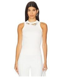 Area - Distressed Crystal Ribbed Knit Tank Top - Lyst