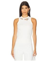 Area - Distressed Crystal Ribbed Knit Tank Top - Lyst
