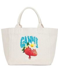 Ganni - Medium Trapeze Shopper Strawberry Print - Lyst