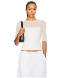 Vince - Top De Doble Capa Con Mangas En Los Codos Y Canalé En Color Blanco Talla En - Lyst