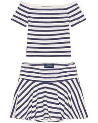 Polo Ralph Lauren - Short Sleeve Cotton Jersey Knit Striped Shirt With Skirt - Lyst