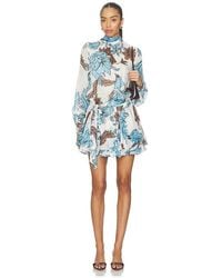 Rococo Sand - Ruched Neck Mini Dress With Tie Up Belt - Lyst