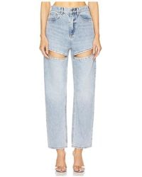 Area - Crystal Slit Jeans - Lyst