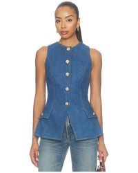 Nadine Merabi - Vintage Wash Denim Waistcoat - Lyst