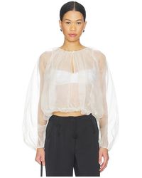 FRAME - The Sheer Balloon Blouse - Lyst