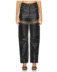 Area - Studded Leather Slit Leg Pant - Lyst