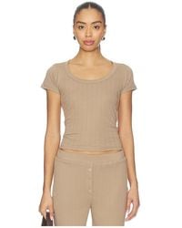 VIR VITA - Pointelle Scoop Tee - Lyst